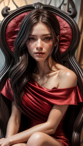 fantasy portrait,world digital painting,girl sitting,woman sitting,girl in a long,scarlet witch,man in red dress,mystical portrait of a girl,lady in red,digital painting,fantasy art,girl in red dress,fairy tale character,red gown,sitting on a chair,vampire woman,self hypnosis,red riding hood,little red riding hood,photoshop manipulation