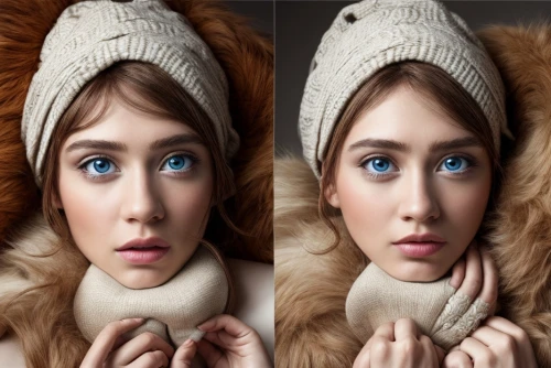 retouching,photoshop manipulation,image manipulation,photo manipulation,retouch,girl wearing hat,ushanka,image editing,women's eyes,photoshop creativity,white fur hat,portrait photography,fur clothing,the hat-female,digital compositing,winter hat,tonkinese,photomanipulation,fur coat,conceptual photography,Common,Common,Commercial