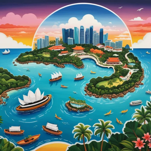 sydneyharbour,sydney harbour,singapore,sydney skyline,singapura,south pacific,australia,sydney australia,sydney outlook,harbour city,southeast asia,polynesia,new south wales,gladesville,australia aud,singapore sling,southern island,honolulu,islands,oceania,Illustration,Abstract Fantasy,Abstract Fantasy 12