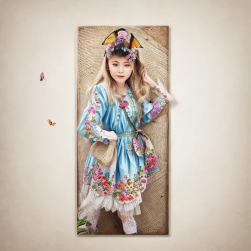 little girl with umbrella,little girl dresses,vintage doll,folk costume,little girl fairy,vintage girl,watercolor women accessory,painter doll,little girl in wind,child fairy,little girl twirling,doll dress,fairy tale character,fashionable girl,russian folk style,asian costume,japanese doll,japanese floral background,antique background,country dress,Common,Common,Natural