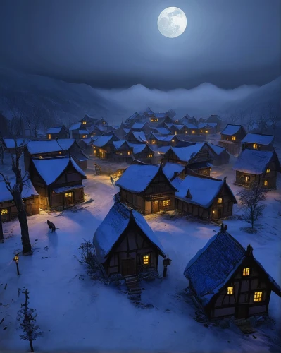 winter village,korean village snow,nativity village,alpine village,christmas landscape,mountain huts,mountain village,wooden houses,aurora village,christmas snowy background,christmas town,nordic christmas,winter house,night snow,mountain settlement,snowy landscape,korean folk village,winter background,escher village,christmas village,Conceptual Art,Fantasy,Fantasy 13