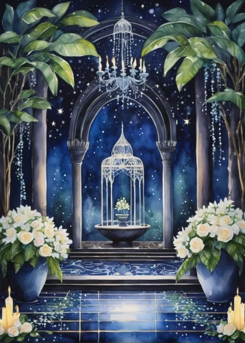 arabic background,ramadan background,art deco background,lily of the nile,decorative fountains,wedding decoration,fountain,stage curtain,oil painting on canvas,luxury bathroom,water fountain,flower booth,church painting,wishing well,marble palace,fountain of the moor,sanctuary,white temple,persian norooz,secret garden of venus,Illustration,Realistic Fantasy,Realistic Fantasy 08