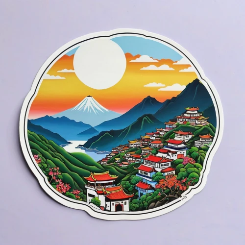 decorative plate,jeju,bhutan,circular puzzle,nepal,la palma,decorative fan,wooden plate,jeju island,peru,poker chip,wall plate,yunnan,clipart sticker,laos,annapurna,peru i,south korea,altiplano,qinghai,Illustration,Abstract Fantasy,Abstract Fantasy 12