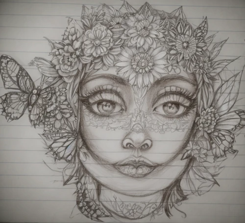 floral doodles,faerie,flower fairy,dryad,pollinate,drawing bee,elven flower,faery,girl in flowers,garden fairy,tiger lily,pollinator,vanessa (butterfly),butterflies,passionflower,pencil and paper,doodles,flower fly,lepidopterist,zinnia