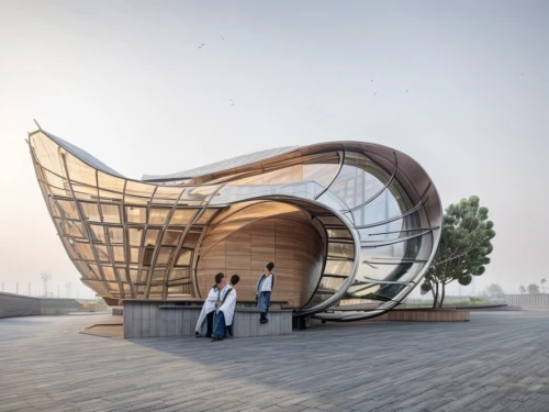 archidaily,school design,futuristic architecture,eco-construction,cubic house,wooden construction,outdoor structure,futuristic art museum,wood structure,timber house,wooden sauna,honeycomb structure,kirrarchitecture,frame house,solar cell base,asian architecture,cube stilt houses,wood doghouse,islamic architectural,wooden facade,Architecture,Small Public Buildings,Modern,Natural Sustainability