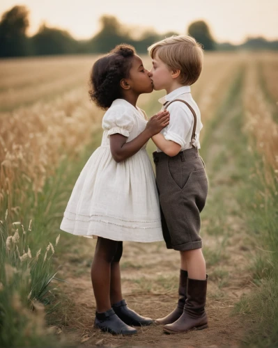 vintage boy and girl,little boy and girl,first kiss,tenderness,black couple,cheek kissing,kissing babies,boy kisses girl,kissing,the sweetness,affection,girl kiss,boy and girl,vintage children,girl and boy outdoor,all forms of love,innocence,world children's day,photographing children,amorous,Photography,General,Cinematic