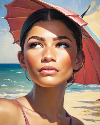 beach umbrella,oil painting on canvas,oil painting,umbrella beach,girl on the dune,beach background,painting technique,oil on canvas,summer beach umbrellas,burano,italian painter,rosa bonita,photo painting,sea beach-marigold,world digital painting,moana,art painting,vietnamese woman,summer umbrella,fantasy portrait