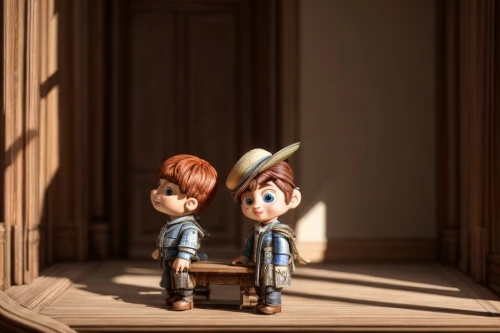 toy story,toy's story,little people,wooden figures,doll's house,lilo,clay figures,tiny people,doll figures,figurines,clay animation,clay doll,miniature figures,doll looking in mirror,play figures,cowboys,wooden doll,little boy and girl,plug-in figures,tilt shift,Common,Common,Natural