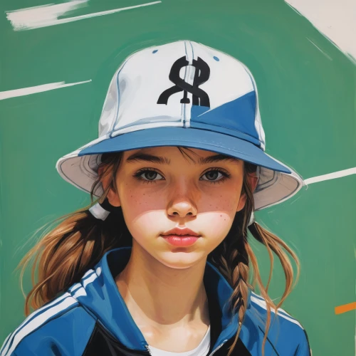 girl wearing hat,girl portrait,cricket cap,young girl,baseball cap,digital painting,sports girl,kids illustration,child portrait,painting technique,portrait of a girl,the girl at the station,adidas,illustrator,world digital painting,painting,youth sports,girl with bread-and-butter,photo painting,girl with speech bubble,Conceptual Art,Graffiti Art,Graffiti Art 10