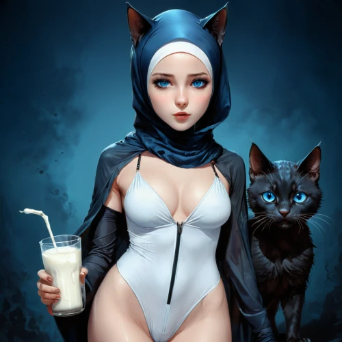 ayran,milk shake,drinking milk,glass of milk,cat coffee,milk,milk pitcher,sugar milk,milkshake,cow's milk,catwoman,milkmaid,milk cow,milk utilization,black cat,coffee with milk,kat,grain milk,cat with blue eyes,rice milk,Conceptual Art,Fantasy,Fantasy 34