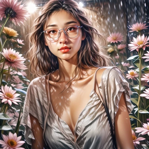 girl in flowers,flower background,portrait background,floral background,romantic portrait,fantasy portrait,world digital painting,flower painting,rain lily,beautiful girl with flowers,floral,digital painting,janome chow,girl portrait,phuquy,flower art,rosa ' amber cover,mystical portrait of a girl,falling flowers,rainy season