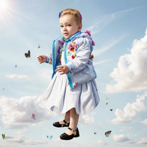 little girl in wind,baby & toddler clothing,little girl twirling,image manipulation,child fairy,chasing butterflies,flying girl,children's background,conceptual photography,photo manipulation,photoshop manipulation,digital compositing,trampolining--equipment and supplies,little girl with umbrella,kite flyer,julia butterfly,little girl with balloons,sky butterfly,butterfly background,children is clothing,Common,Common,Natural