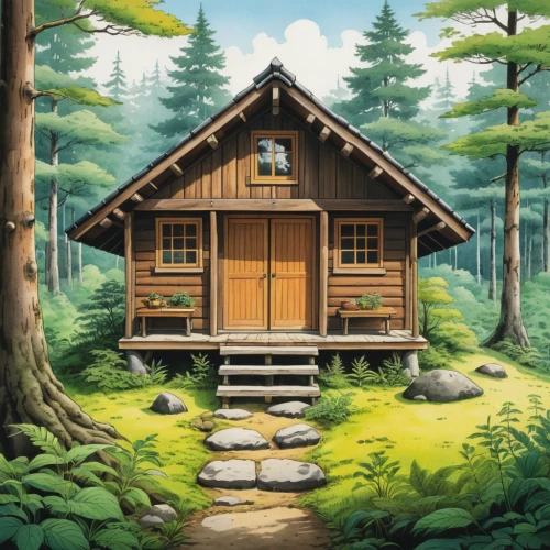 log cabin,small cabin,log home,house in the forest,the cabin in the mountains,wooden hut,wooden house,summer cottage,little house,cabin,lodge,small house,cottage,timber house,wooden houses,mountain hut,chalet,house in mountains,house in the mountains,home landscape,Illustration,Japanese style,Japanese Style 05