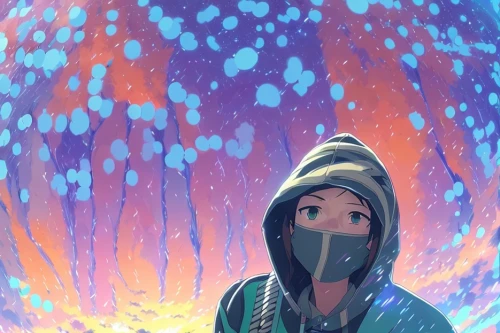 hokkaido,winter background,piko,hoodie,parka,薄雲,hatsune miku,hooded,sakura background,cyan,art background,aqua,ikayaki,snowfall,umbrella,miku,dolphin background,blue rain,would a background,blu,Common,Common,Japanese Manga