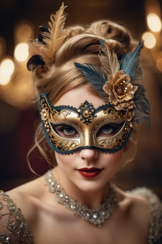 venetian mask,masquerade,the carnival of venice,golden mask,gold mask,masque,gold filigree,masked,bridal accessory,with the mask,mask,masks,anonymous mask,gold foil crown,headdress,hanging mask,filigree,beauty mask,queen of the night,gold crown,Photography,General,Cinematic