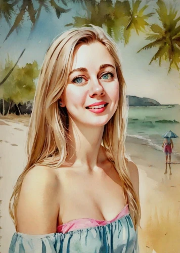 beach background,blonde woman,the blonde in the river,girl on the dune,photo painting,oil painting,woman with ice-cream,young woman,the sea maid,the girl's face,oil painting on canvas,beach landscape,candy island girl,beach scenery,young girl,art painting,landscape background,a charming woman,girl on the river,blond girl