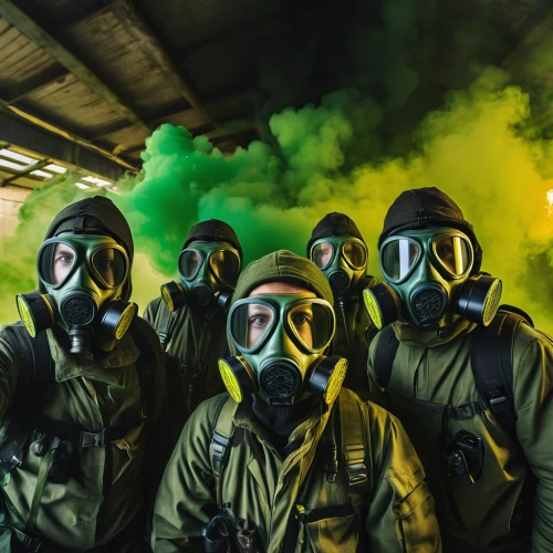 respirators,chemical disaster exercise,poison gas,respirator,respiratory protection,smoke bomb,hazmat suit,ventilation mask,green smoke,breathing apparatus,pollution mask,fluoroethane,outbreak,high-visibility clothing,gas mask,chemical substance,acetylene,chemical container,paintball equipment,civil defense,Photography,General,Natural