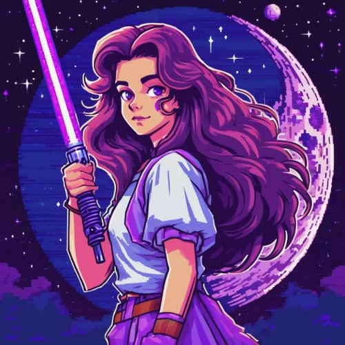 violinist violinist of the moon,zodiac sign libra,merida,princess leia,la violetta,lunar,purple moon,star drawing,starfire,cg artwork,libra,star mother,luna,star illustration,sagittarius,herfstanemoon,lightsaber,80s,ipê-purple,digital illustration,Unique,Pixel,Pixel 04