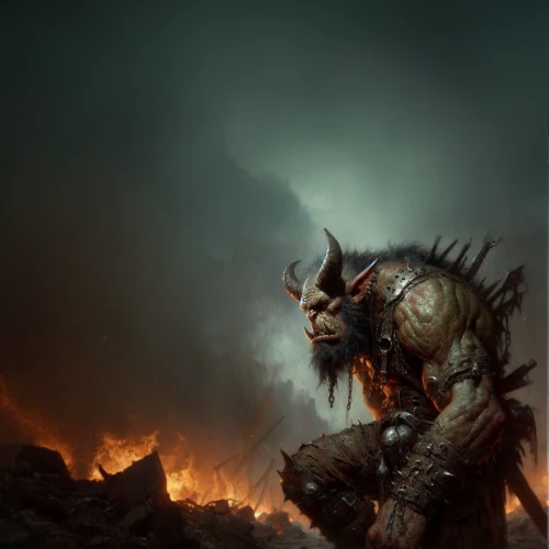 orc,warlord,warrior and orc,barbarian,ork,minotaur,northrend,fantasy warrior,dwarf sundheim,krampus,heroic fantasy,death god,viking,diablo,half orc,lone warrior,splitting maul,raider,greyskull,bronze horseman