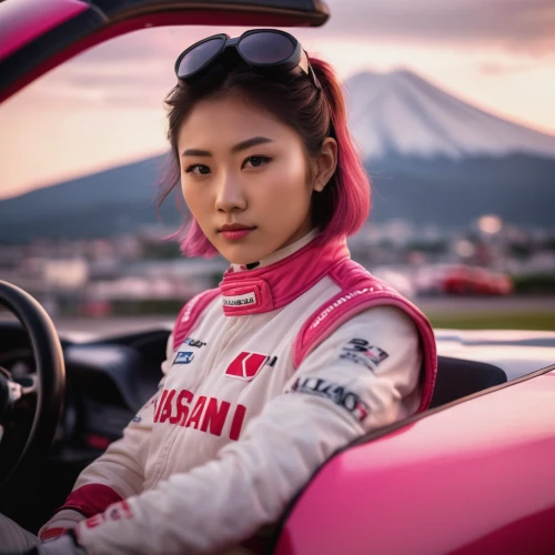 race car driver,mari makinami,toyota 86,nissan,race driver,datsun sports,elle driver,japanese woman,mazda,drive,automobile racer,kimi,behind the wheel,pink car,miata,sports car racing,mazda kabura,mazda mx-5,toyota ae85,mazda b-series,Photography,General,Cinematic