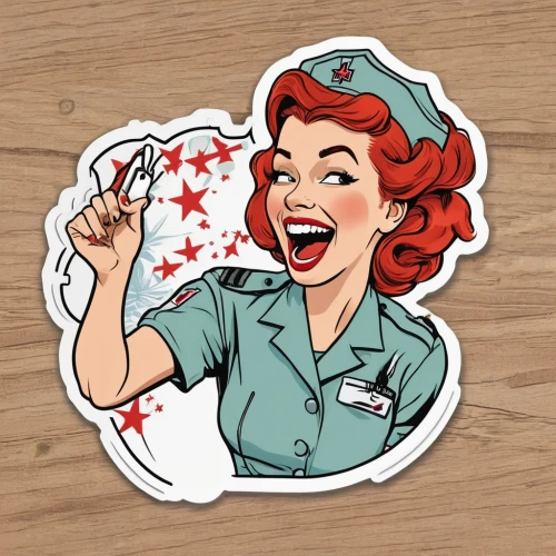 female nurse,retro 1950's clip art,retro pin up girl,retro pin up girls,valentine pin up,nurse uniform,pin up girl,nautical clip art,pin up,christmas pin up girl,pin-up girl,pin up girls,nurse,military person,clipart sticker,valentine day's pin up,flight attendant,pin-up,pin ups,a badge,Unique,Design,Sticker