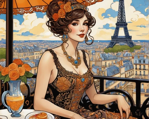 paris cafe,parisian coffee,paris clip art,paris balcony,watercolor paris balcony,paris,art nouveau,french coffee,woman with ice-cream,woman at cafe,french digital background,art deco woman,café au lait,french valentine,eiffel,art nouveau design,bistrot,watercolor paris,woman drinking coffee,figaro,Illustration,American Style,American Style 13