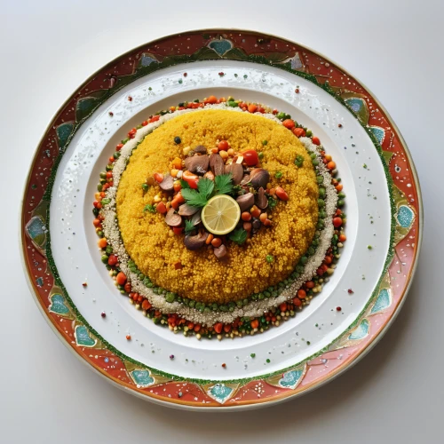 saffron rice,lemon rice,couscous,spiced rice,iranian cuisine,khichdi,nasi kuning,rice dish,indonesian rice,basmati rice,kanafeh,kabsa,cuscus,freekeh,maharashtrian cuisine,arroz a la valenciana,decorative plate,middle-eastern meal,jasmine rice,sindhi cuisine,Illustration,Japanese style,Japanese Style 18