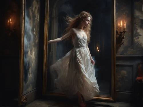 mystical portrait of a girl,girl in a long dress,nightgown,the enchantress,the girl in nightie,world digital painting,digital painting,sleepwalker,fantasy art,the threshold of the house,sorceress,clary,apparition,jessamine,light bearer,fantasy picture,dance of death,fantasy portrait,lady of the night,celtic woman,Conceptual Art,Fantasy,Fantasy 01