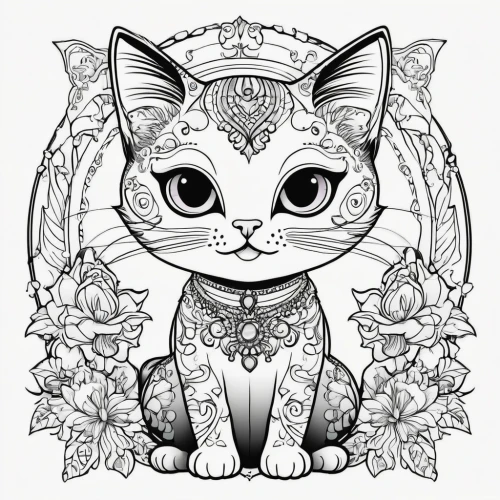 cat line art,coloring page,cat vector,coloring pages,line art animal,line art animals,flower cat,coloring pages kids,drawing cat,cartoon cat,line art wreath,calico cat,flower line art,vector illustration,flower animal,my clipart,cat cartoon,japanese bobtail,animal line art,wreath vector,Illustration,Abstract Fantasy,Abstract Fantasy 10