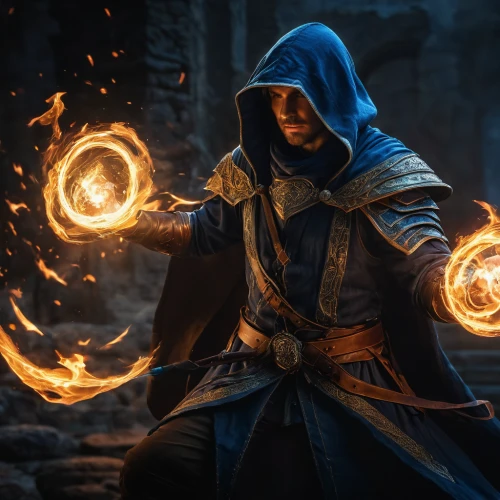 dodge warlock,fire artist,mage,magus,flickering flame,fire master,massively multiplayer online role-playing game,wizard,summoner,hooded man,diya,assassin,triquetra,burning torch,dancing flames,magic grimoire,fire ring,firedancer,candlemaker,cg artwork,Photography,General,Natural