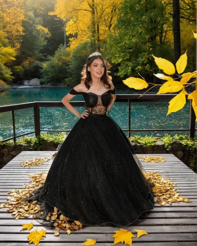 quinceañera,quinceanera dresses,yellow rose background,sunflower lace background,autumn photo session,social,hoopskirt,ball gown,queen of the night,black and gold,fairytale,photographic background,autumn background,black and dandelion,debutante,yellow and black,miss circassian,photo manipulation,yellow background,digital compositing