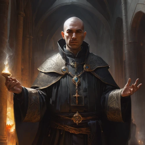 the abbot of olib,prejmer,priest,clergy,archimandrite,monk,benedictine,high priest,monks,dodge warlock,nuncio,templar,carthusian,twelve apostle,middle eastern monk,flickering flame,benediction of god the father,candlemaker,bishop,friar,Conceptual Art,Fantasy,Fantasy 11