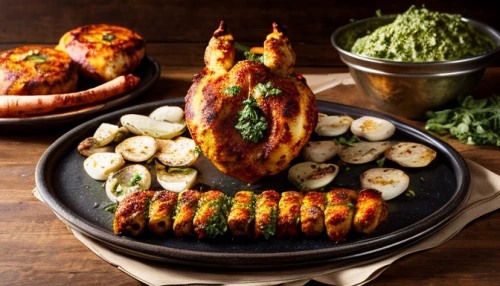 tandoori masala,tandoori chicken,chicken tikka,tandoori,kabab koobideh,shami kebab,tandoor,vegetable skewer,chelow kabab,rajasthani cuisine,shish kebab,punjabi cuisine,kofte kebab,pakistani cuisine,indian cuisine,chicken tikka masala,shish kabob,paneer,iranian cuisine,middle-eastern meal,Realistic,Foods,Tandoori Chicken