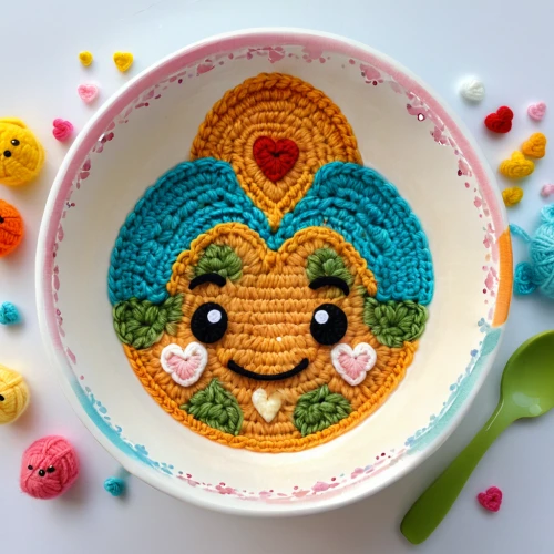 crochet pattern,girl with cereal bowl,kawaii food,tea art,crochet,gingerbread heart,gingerbread cup,colorful pasta,pan dulce,bowl cake,spring pancake,baby playing with food,culinary art,frog cake,kawaii foods,marshmallow art,miso,kawaii ice cream,noodle soup,corn crab soup,Illustration,Japanese style,Japanese Style 01