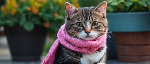 scarf animal,toyger,scarf,street cat,pink cat,american wirehair,abyssinian,cat european,bengal cat,european shorthair,red tabby,arabian mau,cat image,tabby cat,fashionable girl,american bobtail,the pink panter,aegean cat,breed cat,domestic short-haired cat,Conceptual Art,Fantasy,Fantasy 14