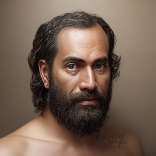 man portraits,digital painting,fantasy portrait,lokportrait,thymelicus,romantic portrait,world digital painting,male poses for drawing,2nd century,biblical narrative characters,cave man,neanderthal,portrait background,artist portrait,portrait,artistic portrait,bloned portrait,jesus figure,male model,abraham,Common,Common,Natural