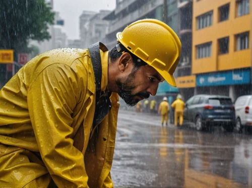 construction worker,construction helmet,chongqing,high-visibility clothing,blue-collar worker,hard hat,pouring,heavy rain,rain protection,construction workers,worker,rain suit,rain shower,in the rain,protection from rain,construction industry,hong kong,ha noi,personal protective equipment,hardhat,Photography,General,Natural