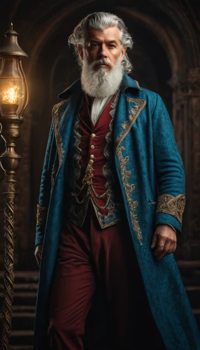 town crier,digital compositing,magistrate,leonardo devinci,santa claus,cravat,santa clause,merchant,frock coat,father christmas,king lear,east indiaman,pirate,admiral von tromp,father frost,merlin,christmas santa,santa,portrait background,archimedes,Photography,General,Fantasy