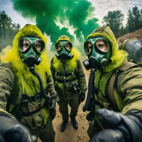poison gas,chemical disaster exercise,respirators,respirator,green smoke,gas mask,hazmat suit,gas grenade,chemical container,chernobyl,contamination,outbreak,pollution mask,toxic,spraying,patrol,smoke bomb,pesticide,cleanup,respiratory protection,Photography,General,Natural