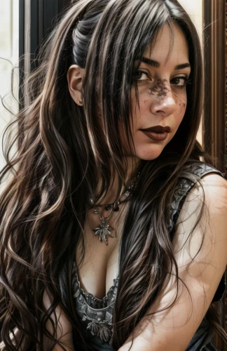tattoo girl,artificial hair integrations,gypsy hair,with tattoo,goth woman,bjork,lace wig,persian,lace round frames,rosa bonita,painted lady,woman portrait,portrait photography,hallia venezia,vanessa (butterfly),catrina calavera,steampunk,gothic woman,layered hair,gypsy soul