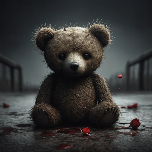 teddy bear crying,teddy bear waiting,teddy-bear,teddybear,teddy bear,3d teddy,bear teddy,cute bear,valentine bears,teddy,teddy bears,little bear,bear,romantic portrait,broken heart,photo manipulation,scandia bear,orphaned,broken-heart,cuddling bear,Illustration,Realistic Fantasy,Realistic Fantasy 17