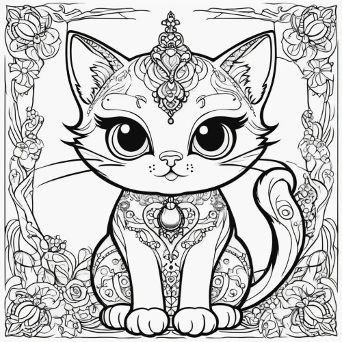coloring page,coloring pages,cat line art,coloring pages kids,line art animal,cat vector,line art animals,coloring picture,flower cat,drawing cat,coloring book for adults,coloring for adults,doodle cat,japanese bobtail,line-art,cartoon cat,lucky cat,mandala illustrations,mandala flower illustration,cat cartoon,Illustration,Abstract Fantasy,Abstract Fantasy 10