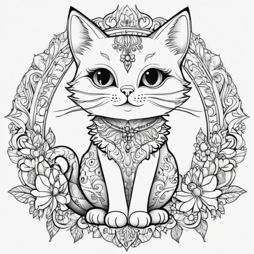 cat line art,coloring page,coloring pages,line art animal,flower cat,cat vector,line art animals,line art wreath,coloring pages kids,drawing cat,mandala flower illustration,line-art,mandala illustration,line art,cartoon cat,mandala illustrations,vector illustration,flower line art,lineart,coloring picture,Illustration,Abstract Fantasy,Abstract Fantasy 10