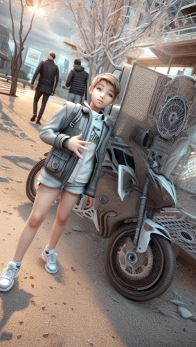 kantai collection sailor,tin car,tricycle,girl with a wheel,harajuku,girl and car,digital compositing,pubg mascot,delivery service,newspaper delivery,courier,joyrider,car hop,b3d,dolls pram,rickshaw,fallout4,stroller,wind-up toy,two-wheels