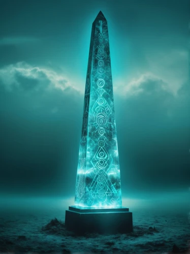 obelisk,obelisk tomb,the pillar of light,druid stone,monolith,megalith,shard of glass,stele,healing stone,lotus stone,teal digital background,stone lamp,megalithic,light cone,ice hotel,lava lamp,grave light,megaliths,cleanup,salt crystal lamp,Photography,Artistic Photography,Artistic Photography 07