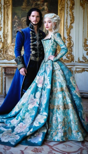 the carnival of venice,versailles,napoleon iii style,monarchy,prince and princess,rococo,brazilian monarchy,royalty,baroque,renaissance,ball gown,beautiful couple,royal,puy du fou,mazarine blue,husband and wife,man and wife,imperial coat,catherine's palace,cinderella,Illustration,Abstract Fantasy,Abstract Fantasy 04