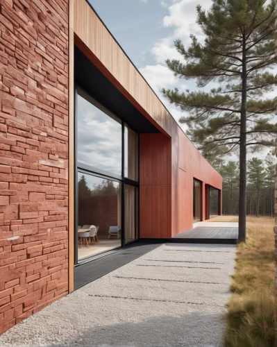 corten steel,dunes house,red bricks,brickwork,brick house,timber house,roof tile,brick block,red brick,wooden wall,metal cladding,cubic house,danish house,archidaily,wooden facade,folding roof,red roof,sand-lime brick,modern architecture,clay house,Illustration,Black and White,Black and White 32