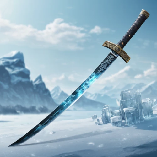 king sword,cold weapon,sword,ice pick,sward,scabbard,swords,excalibur,bowie knife,hunting knife,serrated blade,thermal lance,nordic,samurai sword,white walker,valk,scepter,winterblueher,ranged weapon,eternal snow,Conceptual Art,Fantasy,Fantasy 02