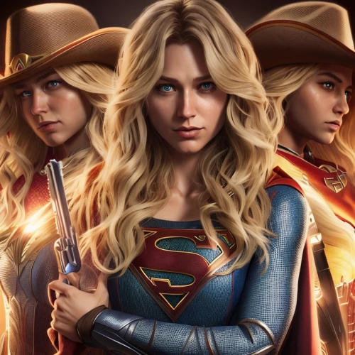cowgirls,wonder woman city,lasso,trinity,sheriff,wonderwoman,super heroine,super woman,superhero background,wonder woman,straw hats,birds of prey,woman power,girl power,trio,musketeers,cowgirl,laurel family,cowboys,superheroes,Common,Common,Game