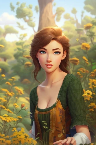 princess anna,tiana,lara,marguerite,merida,jane austen,holding flowers,girl in flowers,girl picking flowers,bunches of rowan,flora,girl in the garden,rowan,fable,beautiful girl with flowers,daisy,linden blossom,rapunzel,vanessa (butterfly),celtic queen,Common,Common,Cartoon